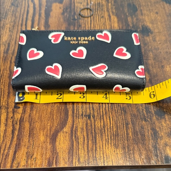 Kate Spade Black Card Holder with Red and White Heart Pattern - Picture 5 of 5